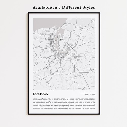 Stampa mappa rostock poster - mappa, rostock,
